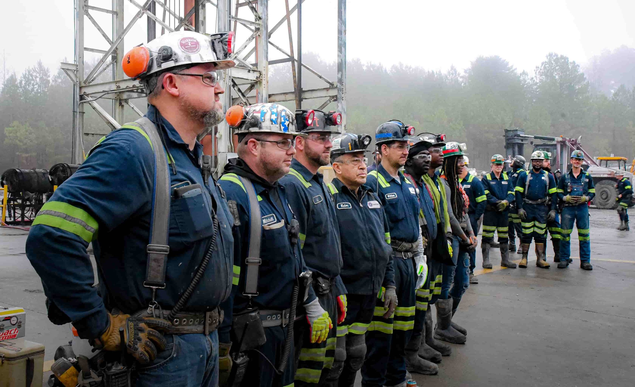 Warrior workers lined up and prepared