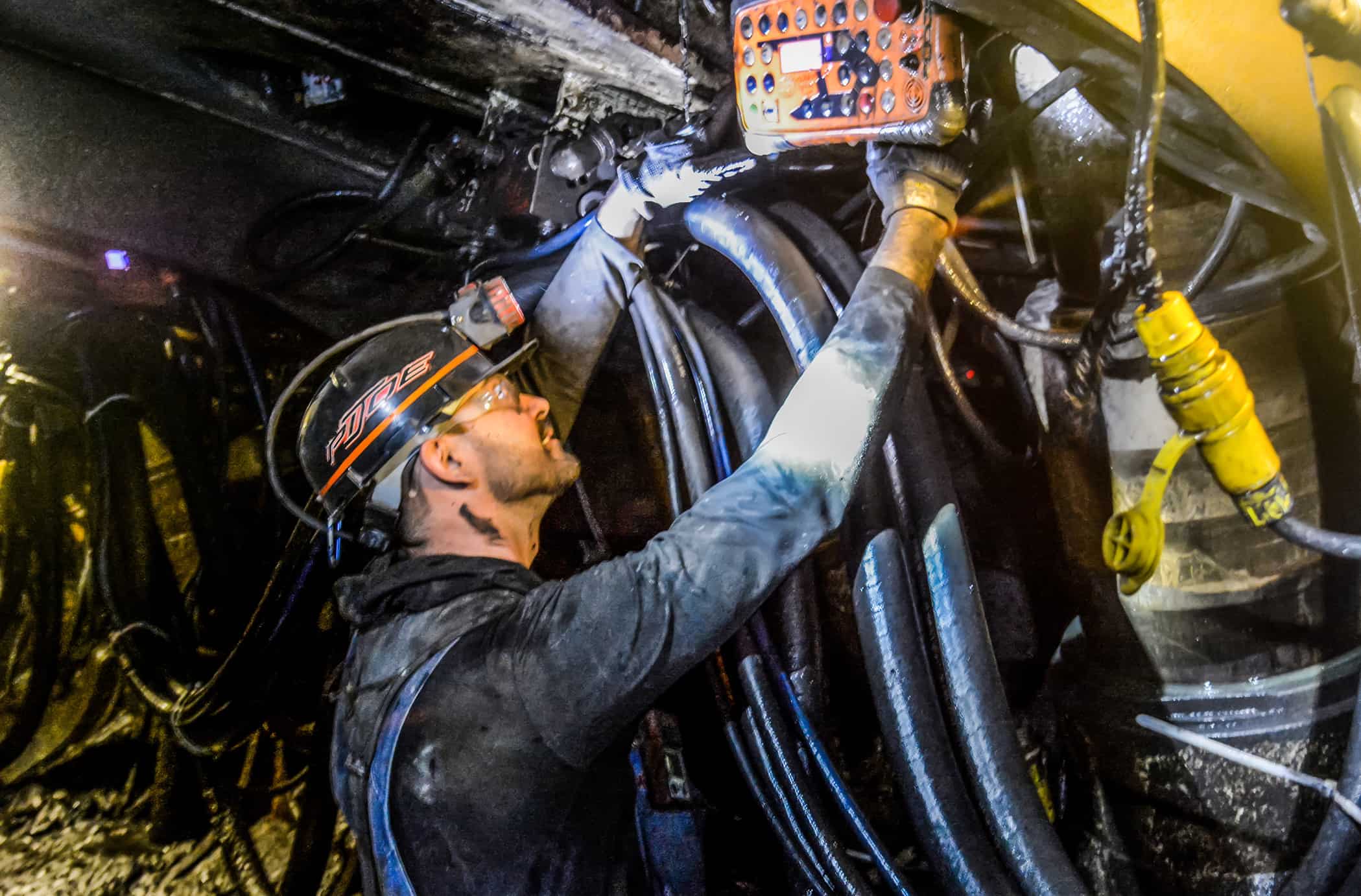 Working in the mine.